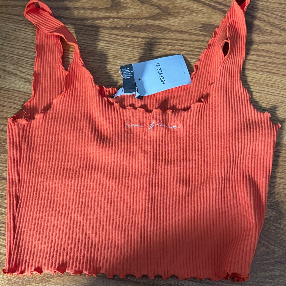 Forever 21 Vibrant Orange Ribbed Crop Top